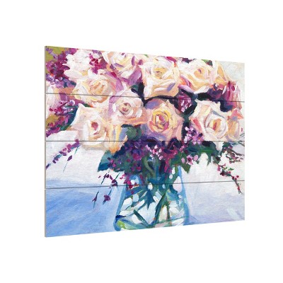 Trademark Fine Art-David Lloyd 'Roses in Glass' Wood Slat Art