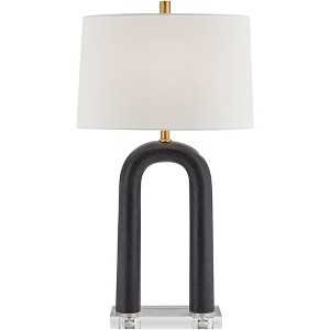 Possini Euro Design Elie 29" Tall Modern End Table Lamp Speckled Black Faux Stone Finish Single White Shade Living Room Bedroom Bedside Nightstand - 1 of 4