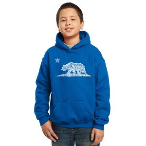 LA Pop Art Boy's Word Art Hooded Sweatshirt - California Bear - 1 of 4