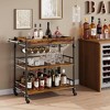 Bar Cart with Wheels, 3 Tier Rolling Cart with Wine Rack and Removable Tray - 4 of 4