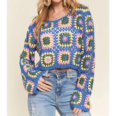 Women's Adora Multicolor Crochet Crop Top - Trendsi