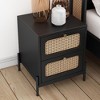 Modern Side Table with 2 Rattan Drawers, Elegant Design Nightstand, Rattan Craftsmanship Bedside Table, Multi-Functional, Stable &, Easy Assembly - 2 of 4