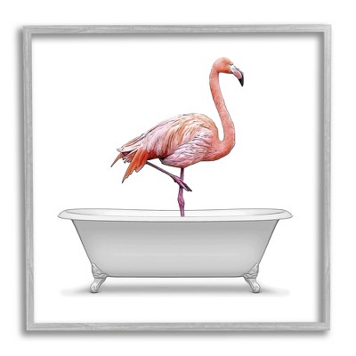 Stupell Industries Flamingo Antique Bathroom Tub Framed Giclee