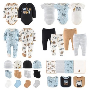 The Peanutshell Safari 30 Piece Newborn Layette Set, Blue/Neutral, 0-3 Months - 1 of 4