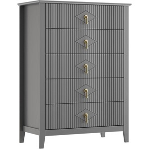 Acekool 31.5" 5-Drawer Fluted Dresser, Modern Organizer Chest, Entryway, Nursery - 1 of 1