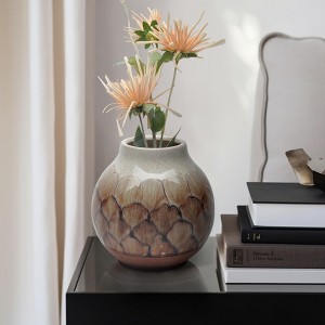 Modern  Handmade Ceramic Decorative Vase - Textured Carved Detailing Vase for Table Centerpiece - Home or Office Decor Accent - 1 of 4