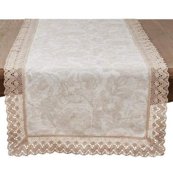 Saro Lifestyle Table Runner With Jacquard Lace Trim Design