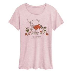 Women's - Disney - Pooh Flowers Short Sleeve Graphic T-Shirt - 1 of 3