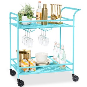 Best Choice Products 2-Tier Rolling Bar Cart Indoor/Outdoor w/ Storage Shelves, Wine Rack, Lockable Wheels - 1 of 4