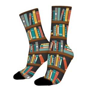 Vintage Library Bookshelf Women Printed Crew Socks Funny Funky Socks Soft Polyester Novelty Gifts for Artists Men - 1 of 1