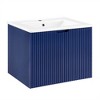 24" Bathroom Wall Mounted Cabinet With Ceramic Sink, Soft Close Doors Floating Vanity Cabinet, Waterproof Sink, Blue - 4 of 4