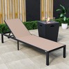 LeisureMod Marlin Modern Outdoor Patio Chaise Lounge Chair in Black Aluminum Frame with Square Fire Pit Side Table - 2 of 4