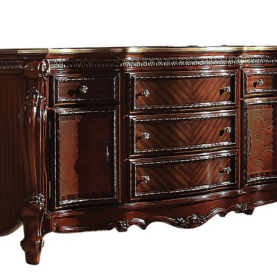 Picardy 69" Cherry Oak Tufted Linen Dresser
