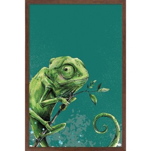 Trends International Snowtap - Chameleon Photobomb Framed Wall Poster Prints - 1 of 4