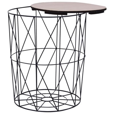 Industrial Charm Round Nesting Coffee Table Set in Natural Wood & Metal
