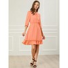 Allegra K Women's Solid Ruffle Hem 3/4 Sleeve A-Line Smocked Short Chiffon Dress - 3 of 4