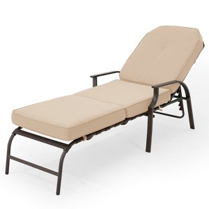 COWLOWN Beige Patio Lounge Chair Recliner, Adjustable, Armrest Equipped, Perfect for Poolside, Backyard Use - 1 of 4