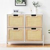 Rattan Shoe Storage Cabinet with 4 Flip Drawers, Freestanding Shoe Organizer with Adjustable Shelves for Entryway, Narrow Shoe Rack Cabinet - 3 of 4