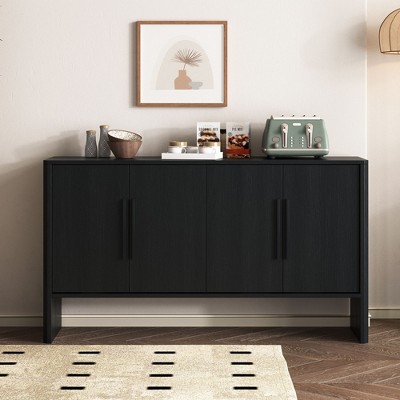 NicBex 59" Modern Sideboard,Kitchen Storage Cabinets with 4 Doors and Adjustable Shelves for Kitchen and Dining Room,Black/Blue/Espresso