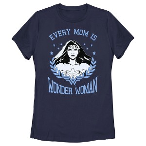 Women's Wonder Woman Every Mom Is Wonder Woman Black and White T-Shirt - 1 of 4