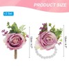 Unique Bargains Rose Wrist Corsage and Boutonnieres Fabric Adjustable Artificial Flowers 4 Pcs - 2 of 4