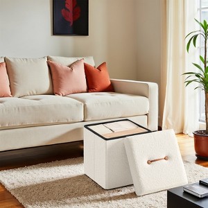 LEDREM Foldable Ottoman with Hidden Storage, 15-Inch Cube Footrest Stool, 660lb Weight Capacity - 1 of 4