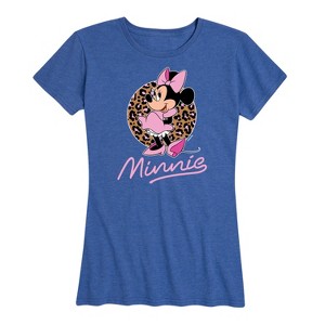 Women's - Disney - Minnie Mouse Leopard Print Silhouette Short Sleeve Graphic T-Shirt - 1 of 4