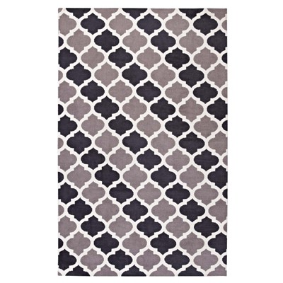 Modway Lida Moroccan Trellis 8x10 Rug – Ivory and Gray Geometric Pattern Area Carpet, Soft Modern Accent for Living Room or Bedroom