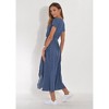 Floral Wrap Beach Dress for Women Summer Maxi Dress with Tie Waist V Neck Slit Flowy Dress Polka Dress High Waist Beach Cover Up - 2 of 4