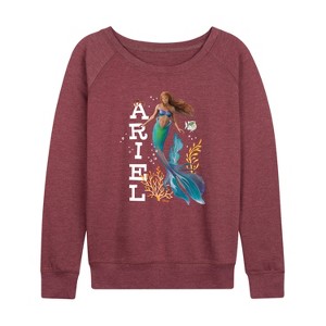 Women's - Disney - Ariel in Water Lightweight French Terry Wide Neck Long Sleeve Shirt - 1 of 4