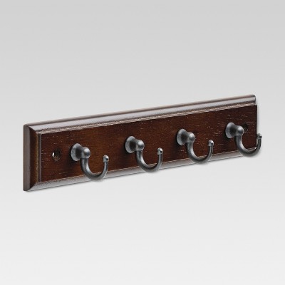 9" Key Rack with 4 Hooks - Cocoa/Soft iron - Threshold™