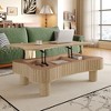 GDFStudio Norton Mid-Century Modern Lift-Top Fluted Wood 42" Coffee Table with Hidden Compartment - 2 of 4