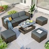 5-Piece Outdoor Patio Wicker Sofa Set with Adustable Backrest, Coversation Set with Lift Top Coffee Table - ModernLuxe - 2 of 4