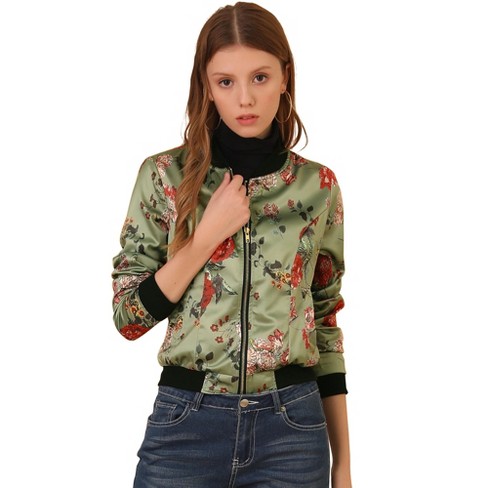 Womens floral bomber clearance jacket