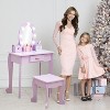Kids Vanity Set, Pretend Play Girls Vanity Table and Chair Set with Mirror, Stool, and Wood Makeup Playset - 3 of 4