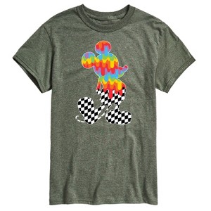 Men's - Disney - Mickey Checkered and Rainbow Silhouette Short Sleeve Graphic T-Shirt - 1 of 4