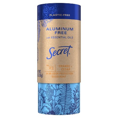 Secret Sustainable Packaging Women's Deodorant with Essential Oils Orange & Cedar - 2.0oz