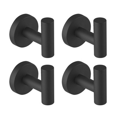 BWE 4-Pieces Round Shape J-Hook Robe/Towel Hook Wall Mount Bathroom Storage Modern