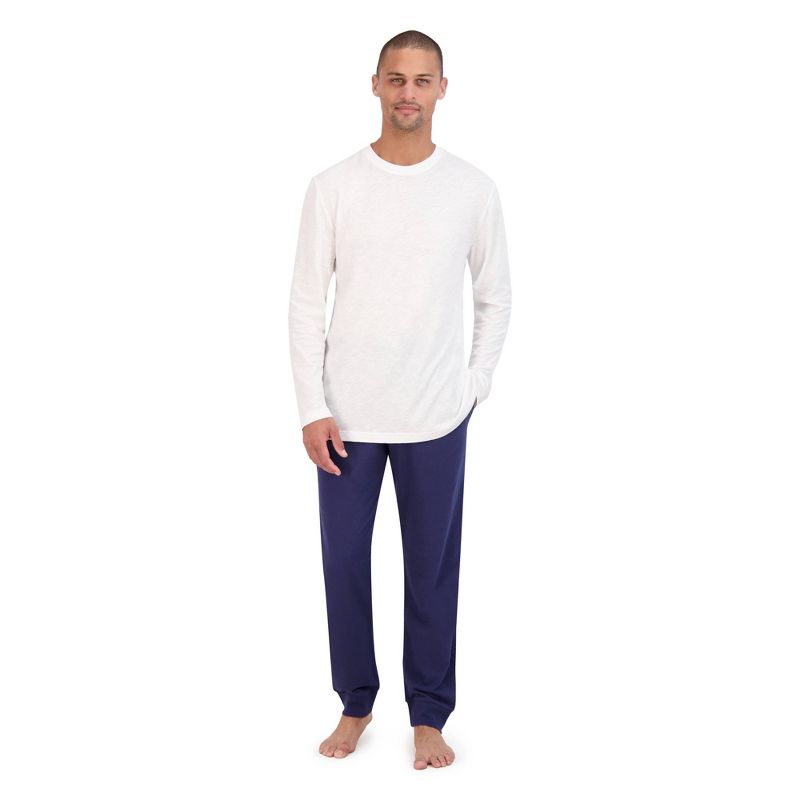 Hanes Originals Men's 2pc Super Soft French Terry Joggers + Long Sleeve Slub Crewneck Sleep Pajama Set, 1 of 8