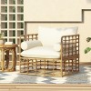 Rattan Garden Boho Accent Arm Chair with Beige Cushion,Open Weave Design Patio Backyard Club Chair with Iron Frame for Living Room-Coolbibila - 2 of 4