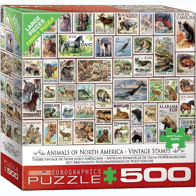Eurographics Inc. Animals of North America Vintage Stamps 500 Piece Jigsaw Puzzle