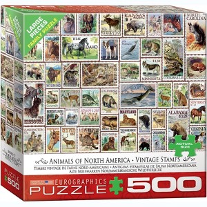 Eurographics Inc. Animals of North America Vintage Stamps 500 Piece Jigsaw Puzzle - 1 of 4