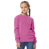Girls Pullover Sweater Cable Knit Crew Neck Long Sleeve Sweater Knit Tops - 2 of 4