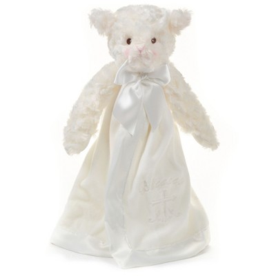 Bearington Snuggler, 15 Inch White Lamb Plush Stuffed Animal Security Blanket Lovey for Babies