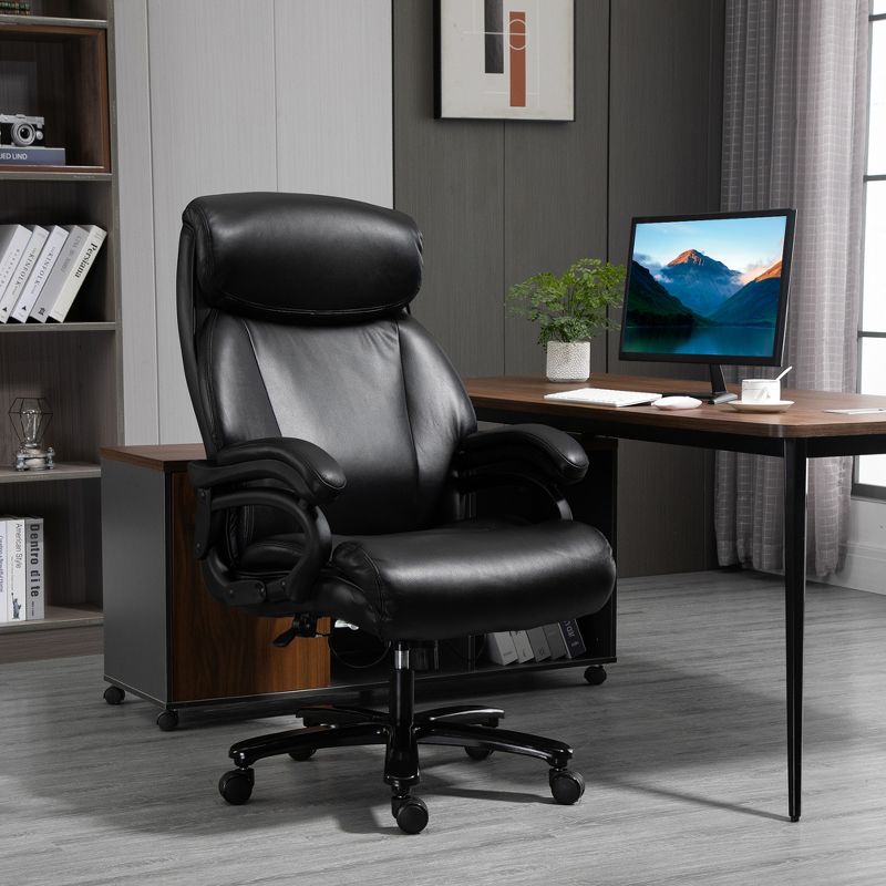 Vinsetto Big and Tall Executive Office Chair 396lbs with Wide Seat, Home High Back PU Leather Chair with Adjustable Height, Swivel Wheels, 4 of 10