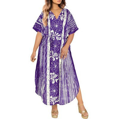 La Leela Women's Summer Loose Caftan Maxi Night Evening Gown Loungewear ...