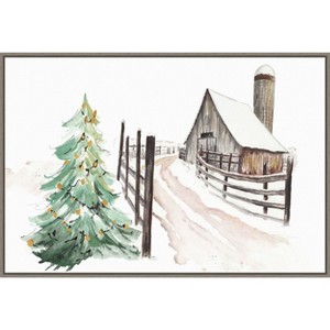 Amanti Art Snowy Vermont Farm by Patricia Pinto Framed Canvas Wall Art - 1 of 4
