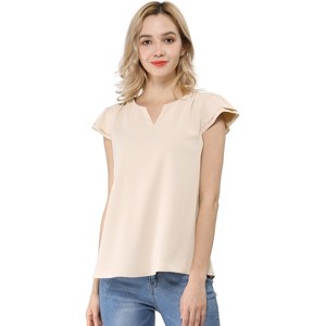 INSPIRE CHIC Women's Work Business Casual Plain Cap Sleeve Blouse - 1 of 4