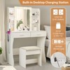 Gulches White Vanity Desk - Mirror & Lights, Power Outlet, Hair Dryer Rack, 2 Drawers, 6 Shelves, Cushioned Stool - 4 of 4