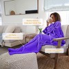 Catalonia Adult Wearable Fleece Blanket Snuggie, Super Soft Cozy Mink Micro Plush Wrap Throws Blanket Robe, Gift for Woman Man - 4 of 4